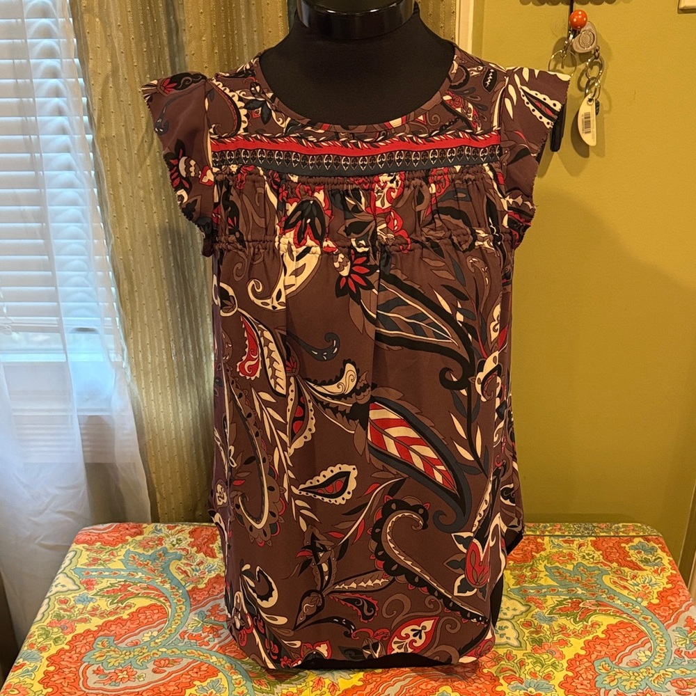 LOFT Purple and Pink Paisley Blouse